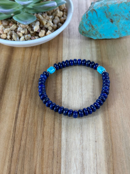 Lapis and Kingman Stretch Bracelet