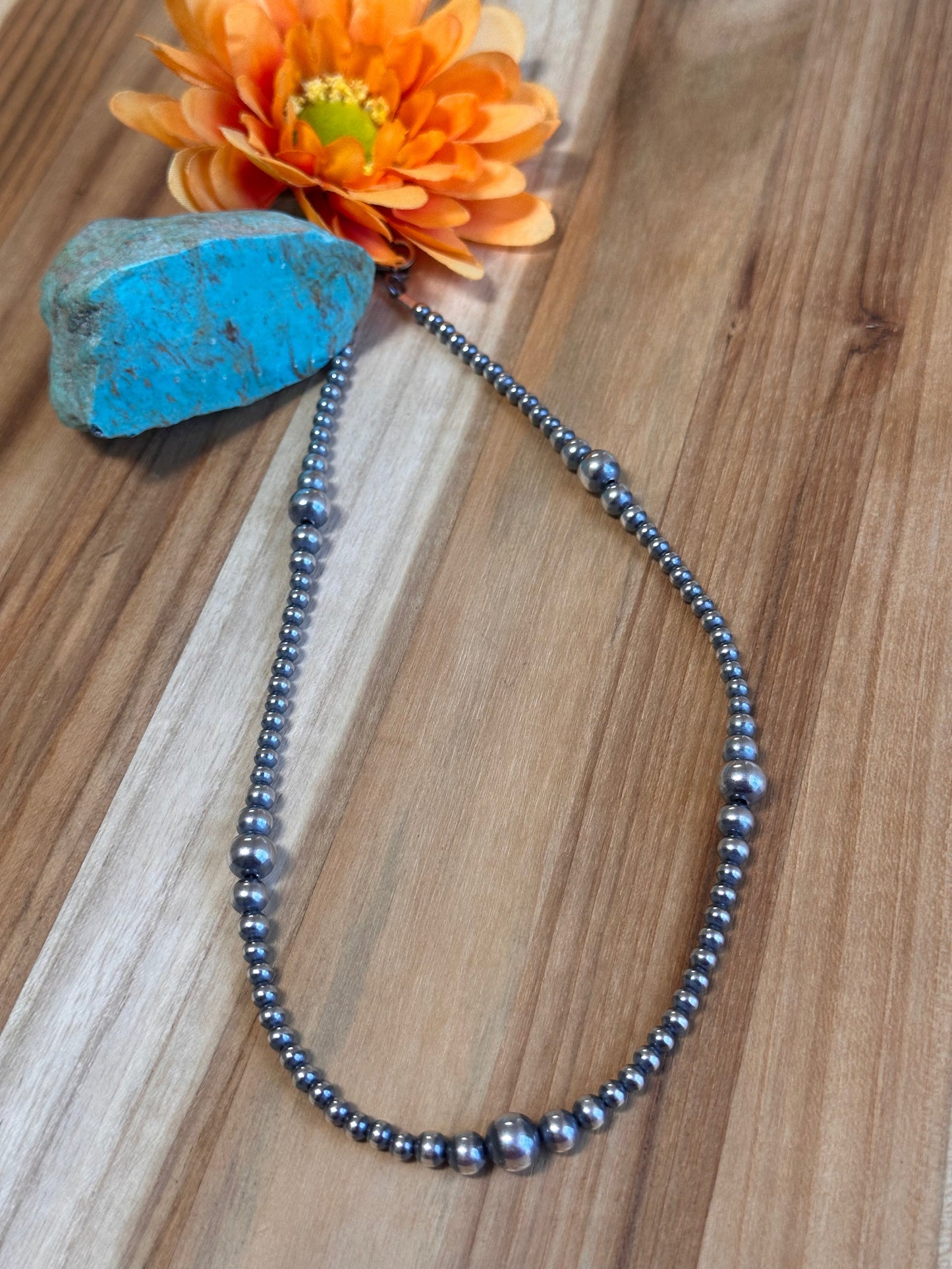18" 4-8MM Navajo Style Pearl Necklace