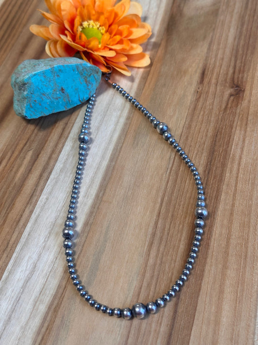 18" 4-8MM Navajo Style Pearl Necklace