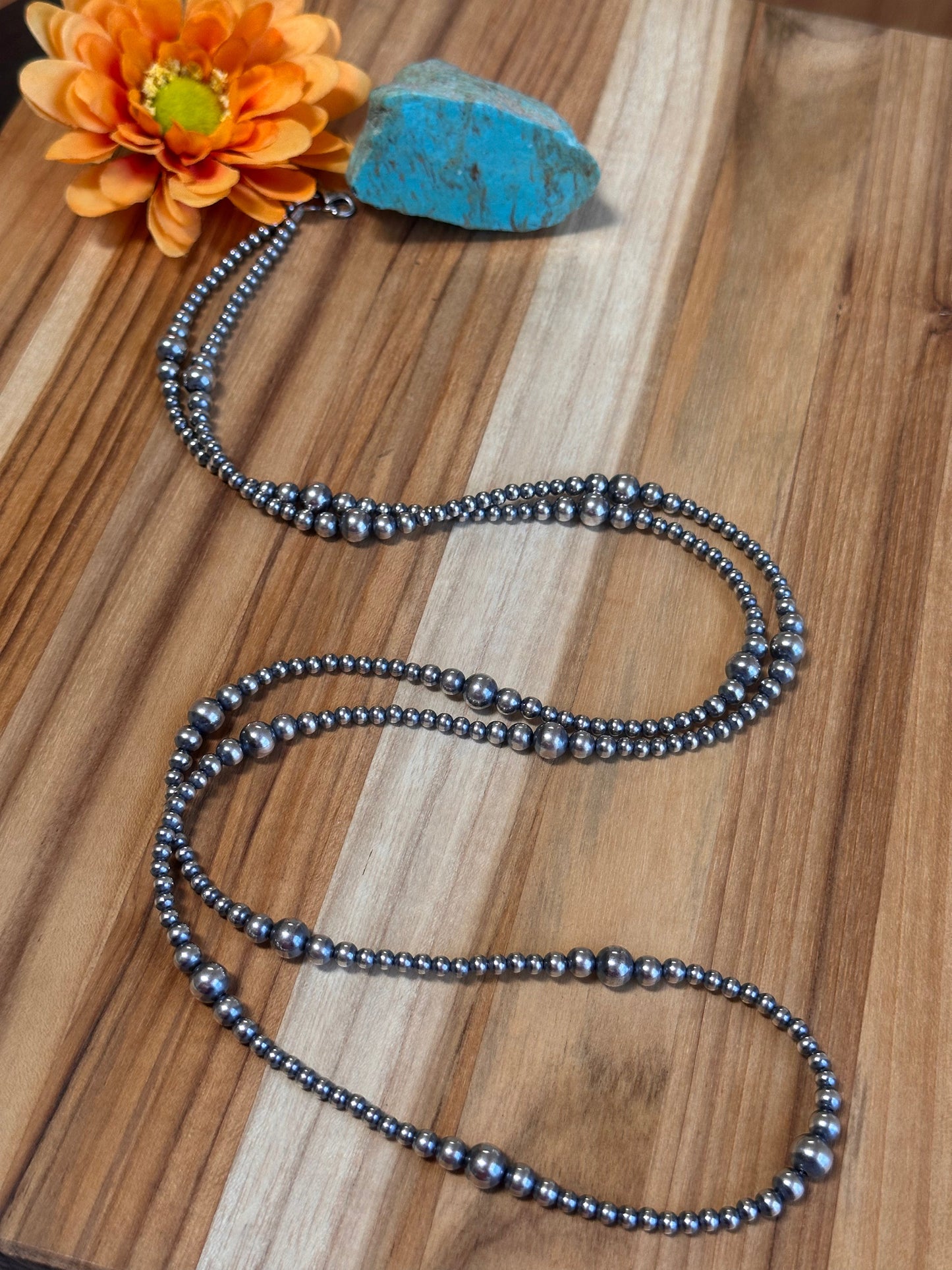 48" 4-8MM Navajo Style Pearl Necklace