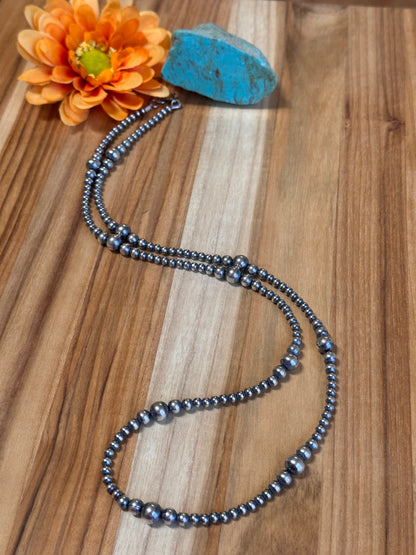 30" 4-8MM Navajo Style Pearl Necklace