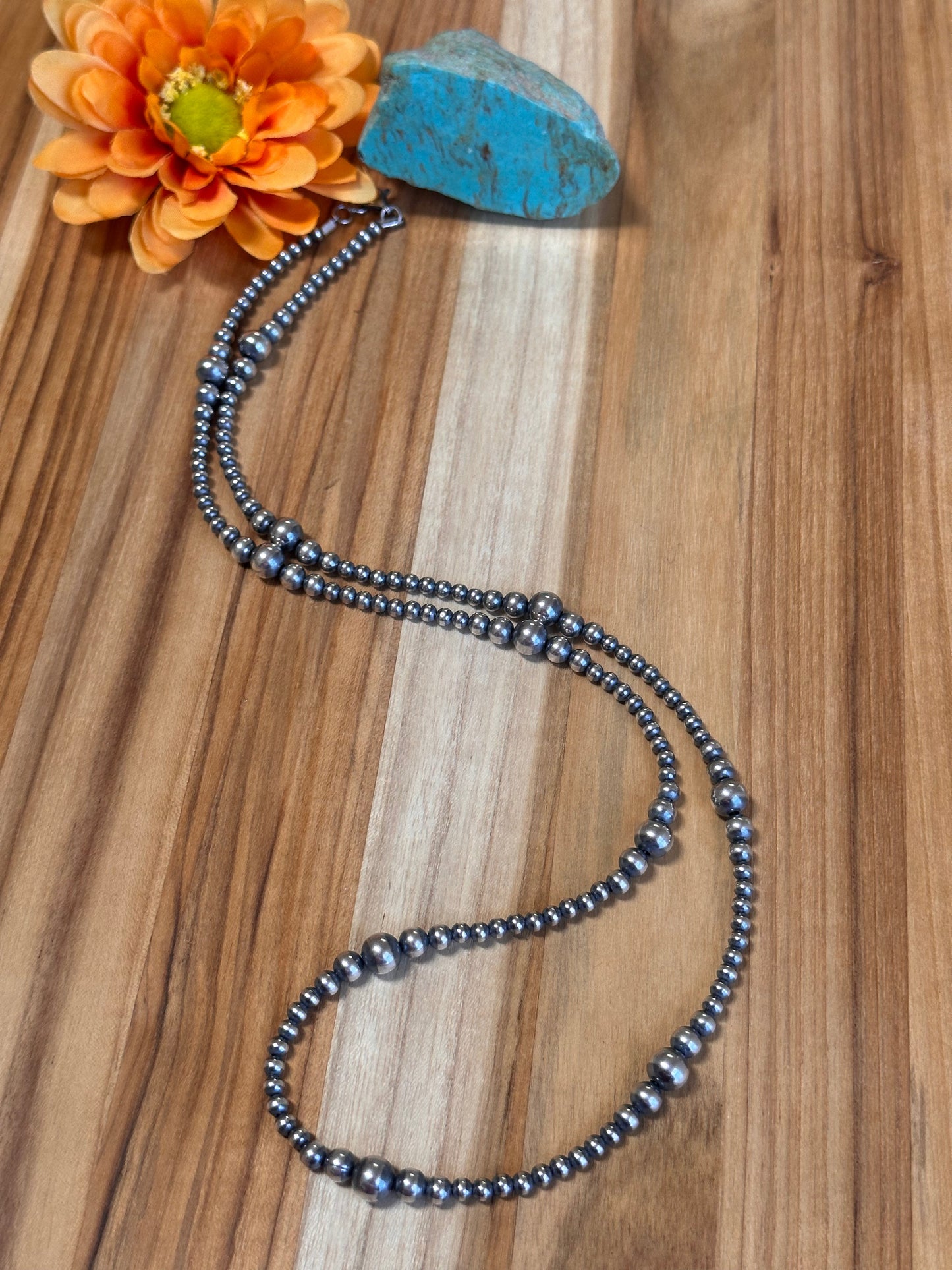 30" 4-8MM Navajo Style Pearl Necklace