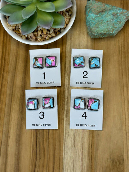 Cotton Candy Square Stud Earrings