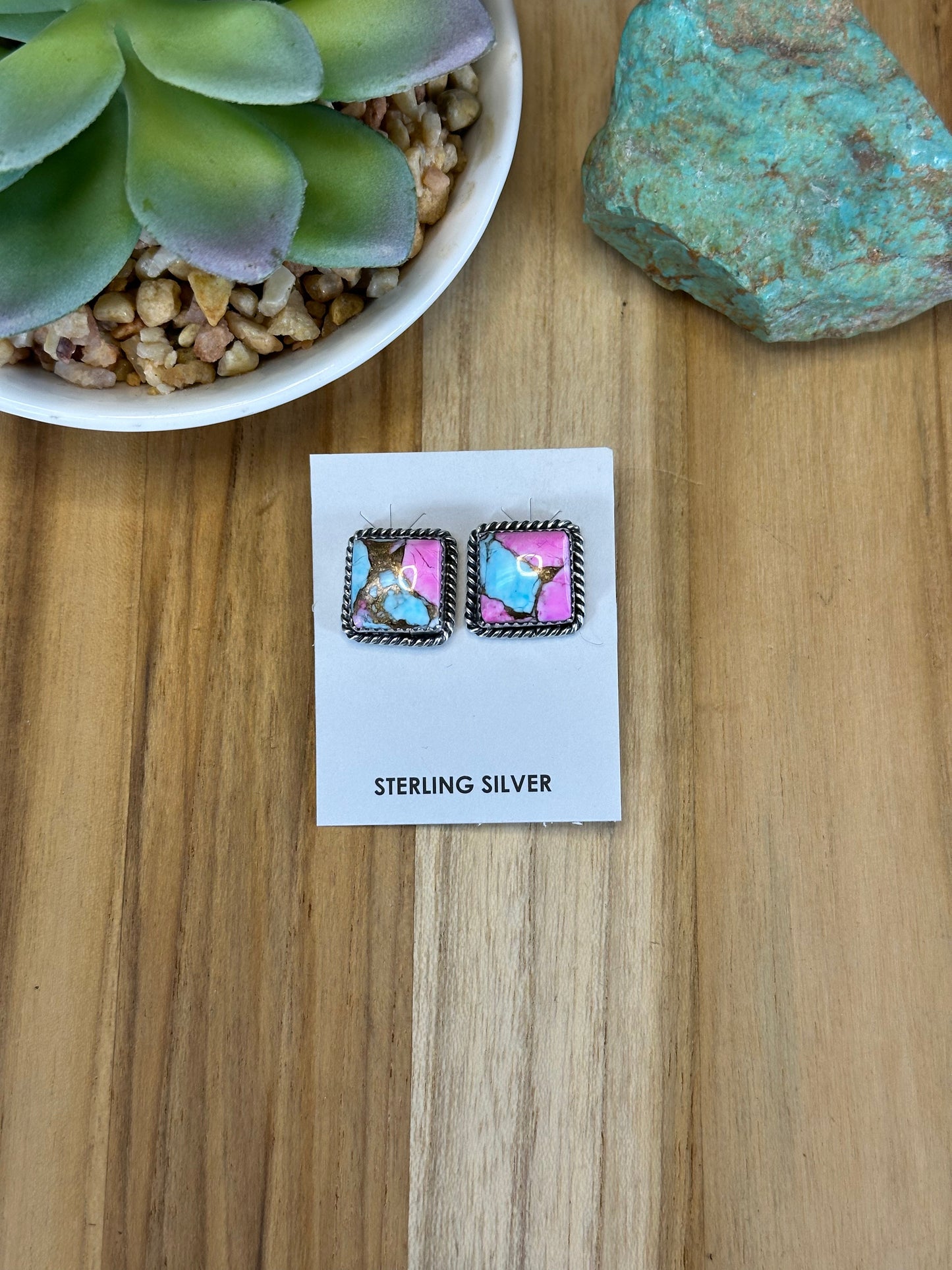 Cotton Candy Square Stud Earrings