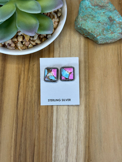 Cotton Candy Square Stud Earrings