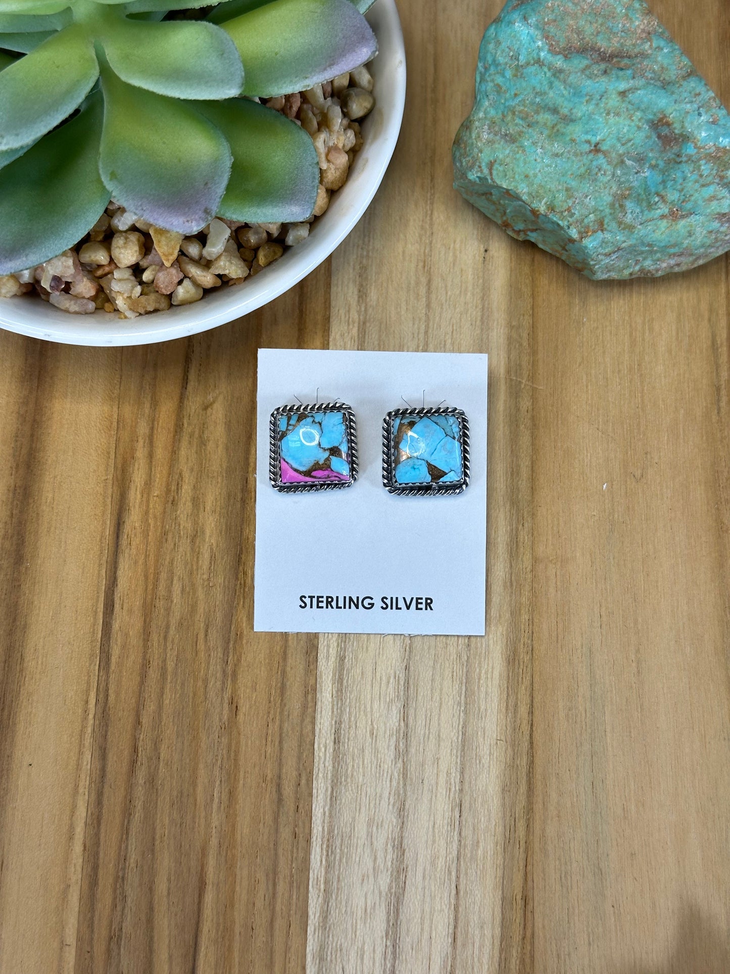 Cotton Candy Square Stud Earrings