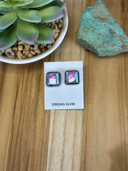 Cotton Candy Square Stud Earrings