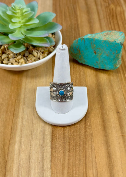 Kingman Turquoise Single Stone Sterling Ring