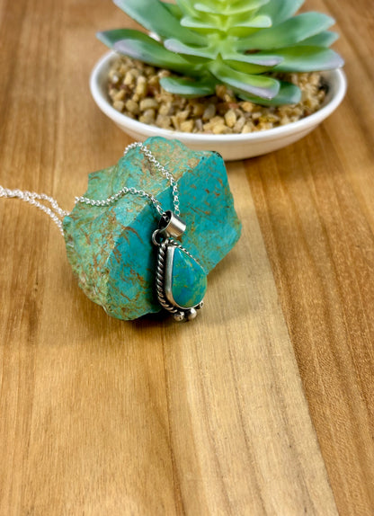 Kingman Turquoise Teardrop Pendant Necklace