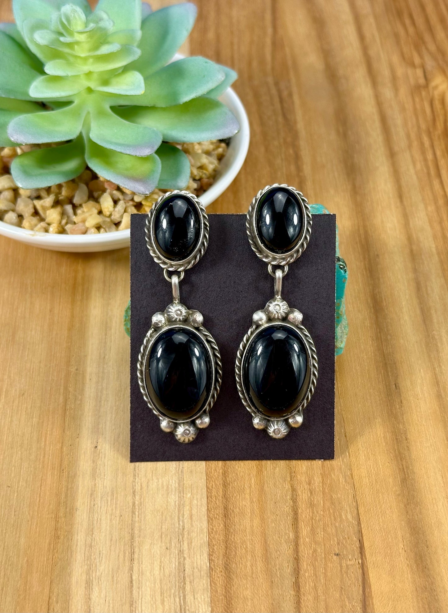 Black Onyx Squash Blossom Necklace Set