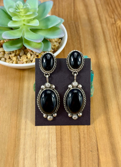 Black Onyx Squash Blossom Necklace Set