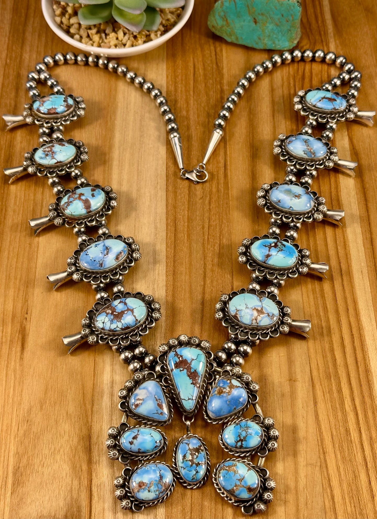 Golden Hills Turquoise Squash Blossom Necklace Set