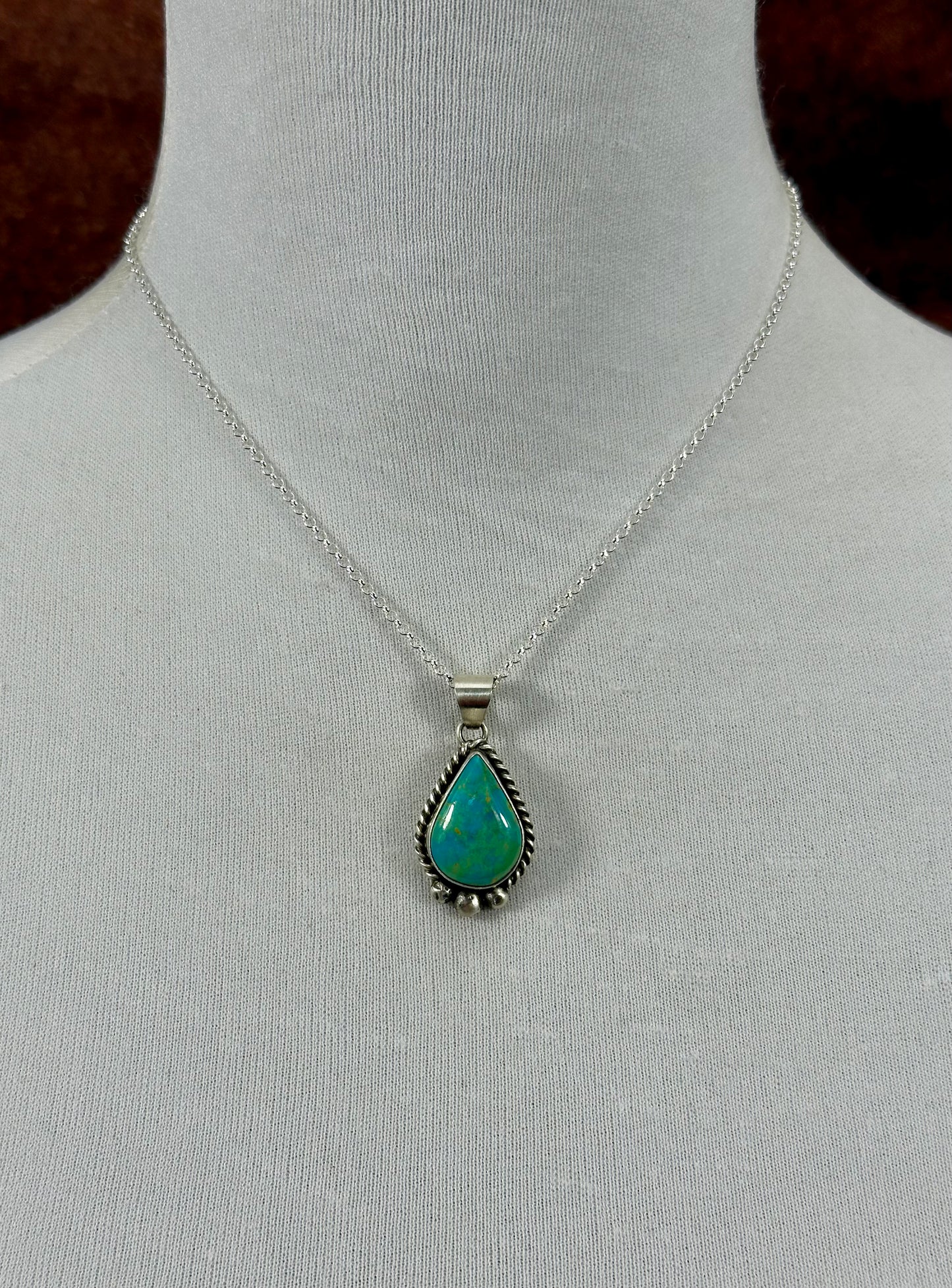 Kingman Turquoise Teardrop Pendant Necklace