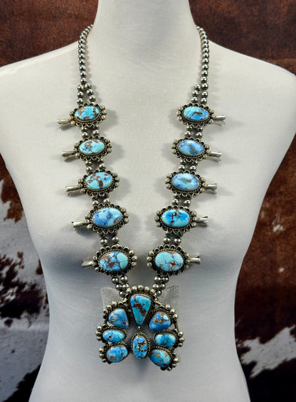 Golden Hills Turquoise Squash Blossom Necklace Set