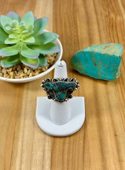 Kingman Turquoise Sterling Cow Ring