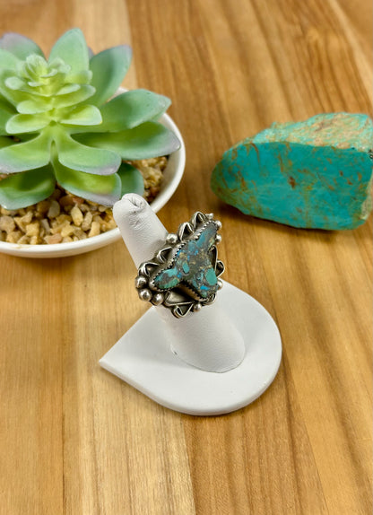 Kingman Turquoise Sterling Cow Ring