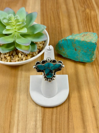 Kingman Turquoise Cow Sterling Ring
