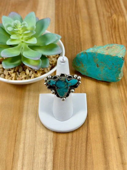 Kingman Turquoise Sterling Cow Ring