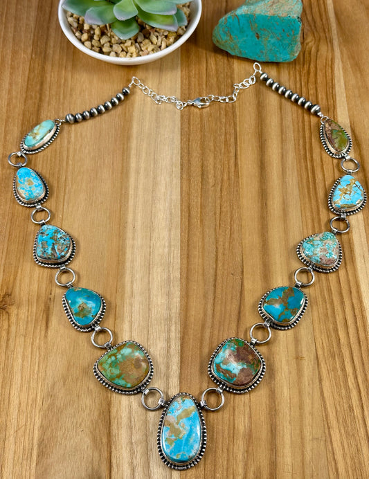 Royston Turquoise Pendant Link Necklace