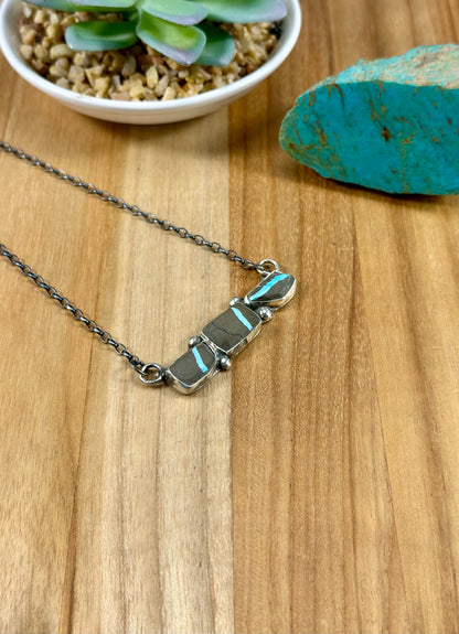 Blackjack 3 Stone Sterling Pendant Necklace