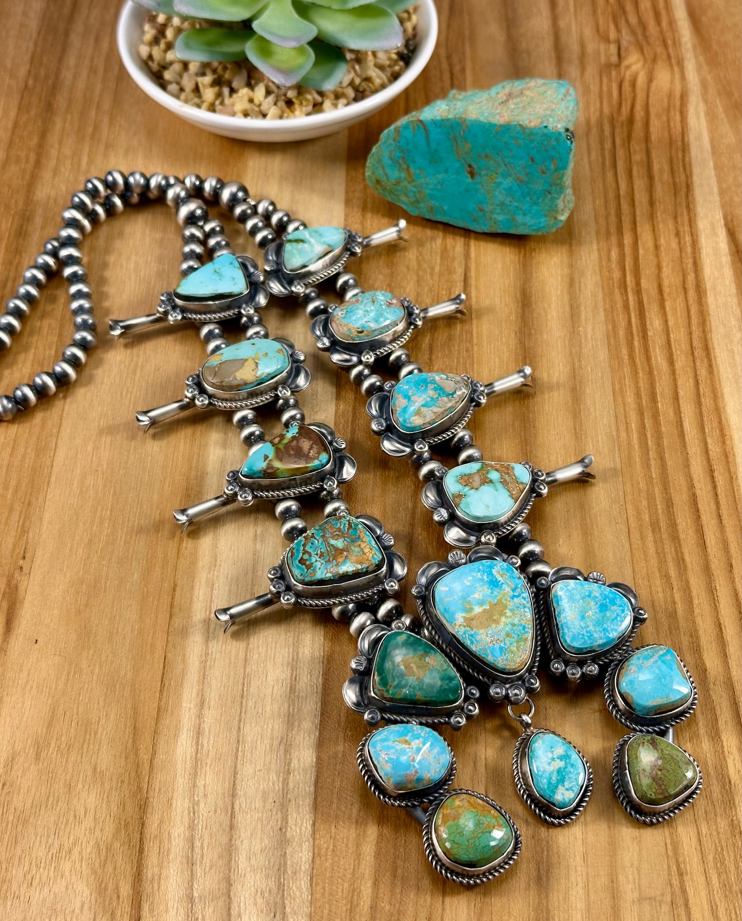 Royston Turquoise Squash Blossom Necklace