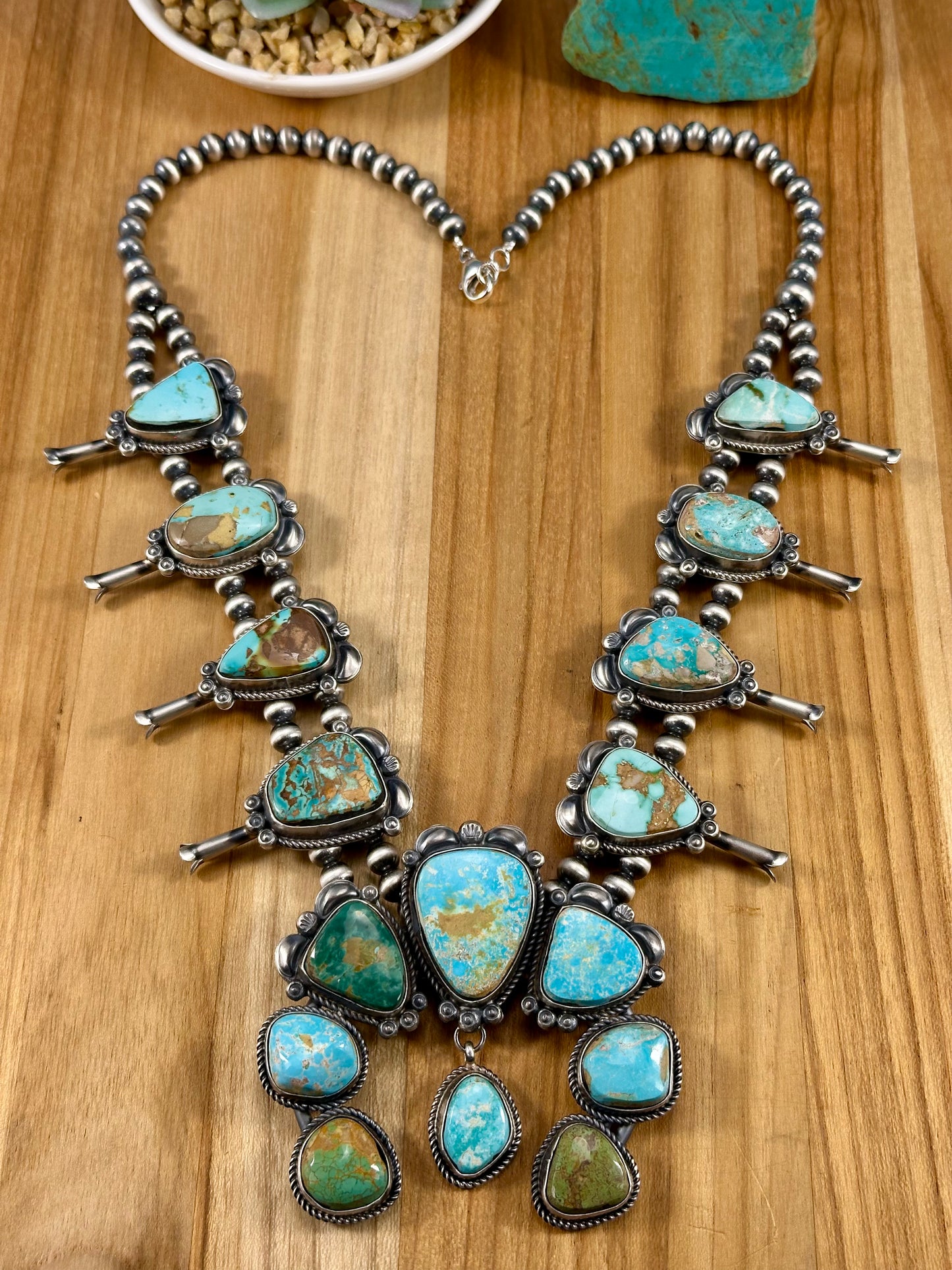 Royston Turquoise Squash Blossom Necklace