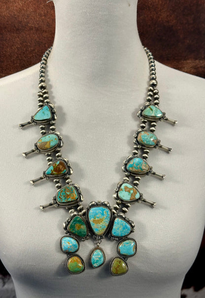 Royston Turquoise Squash Blossom Necklace