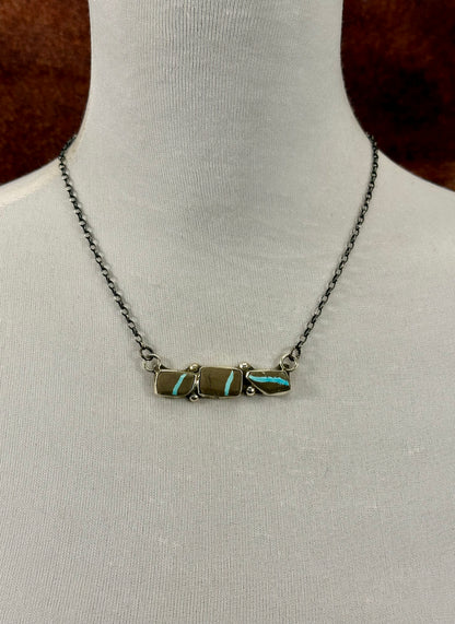 Blackjack 3 Stone Sterling Pendant Necklace