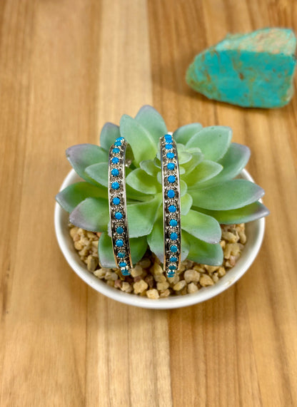 Kingman Turquoise Row Hoop Earrings