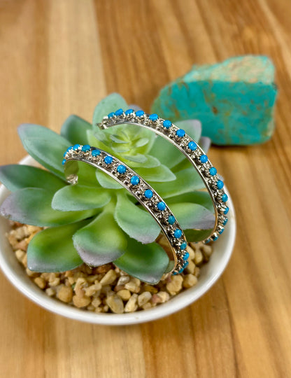 Kingman Turquoise Row Hoop Earrings