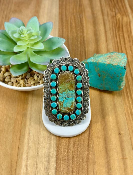 Kingman Turquoise Cluster Sterling Ring