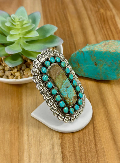 Kingman Turquoise Cluster Sterling Ring