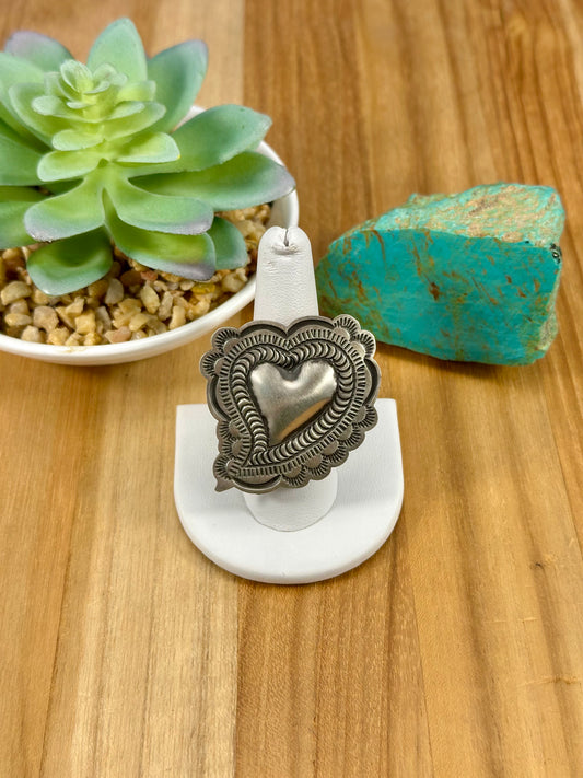 Sterling Silver Heart Stamped Ring