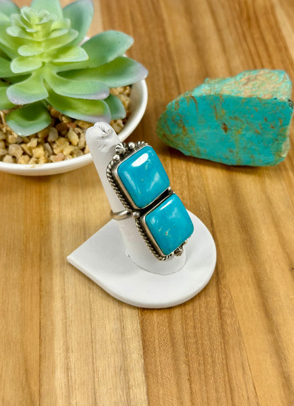 Kingman Turquoise 2 Stone Ring