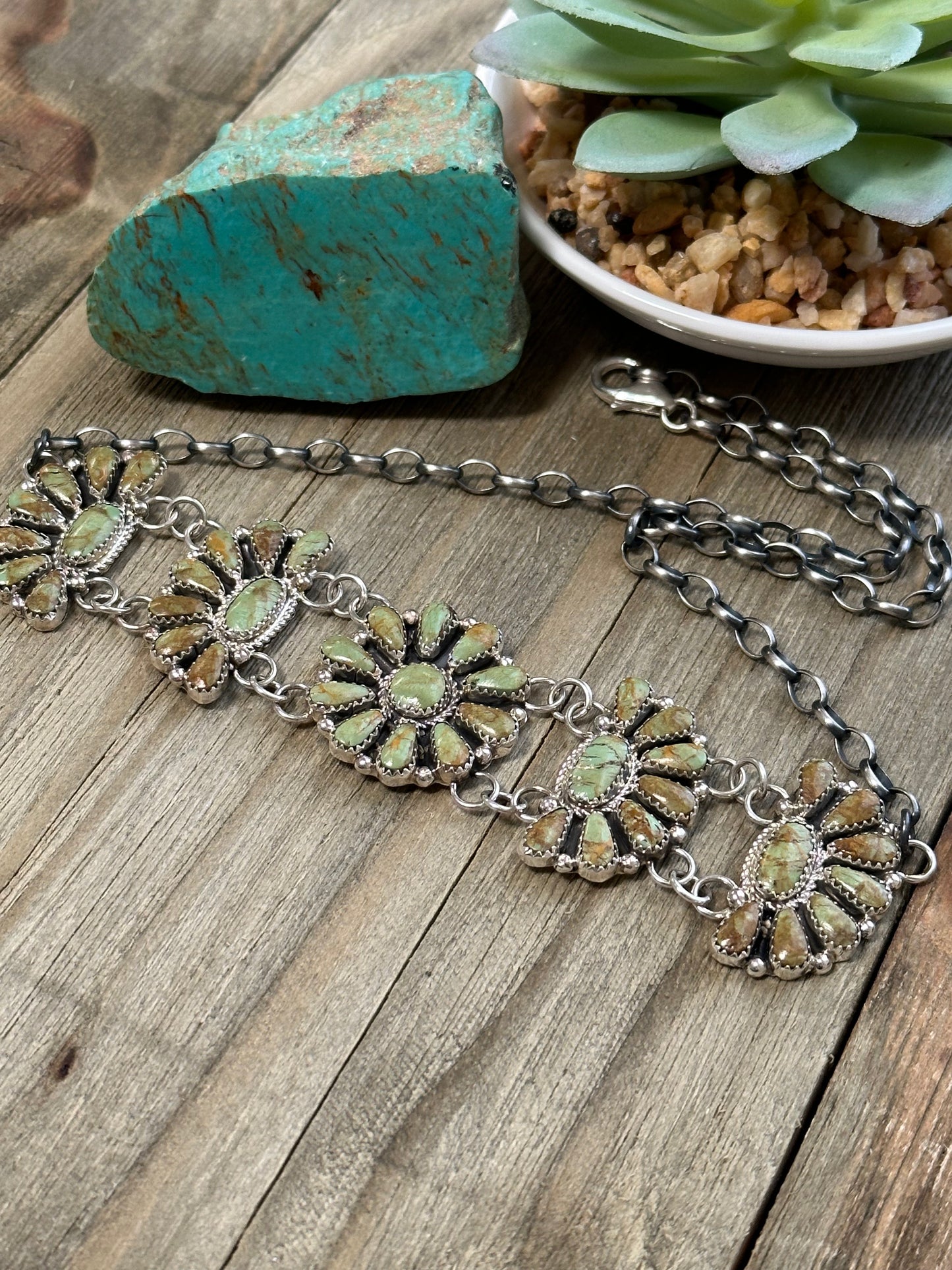 Kingman Cluster Sterling Silver Necklace