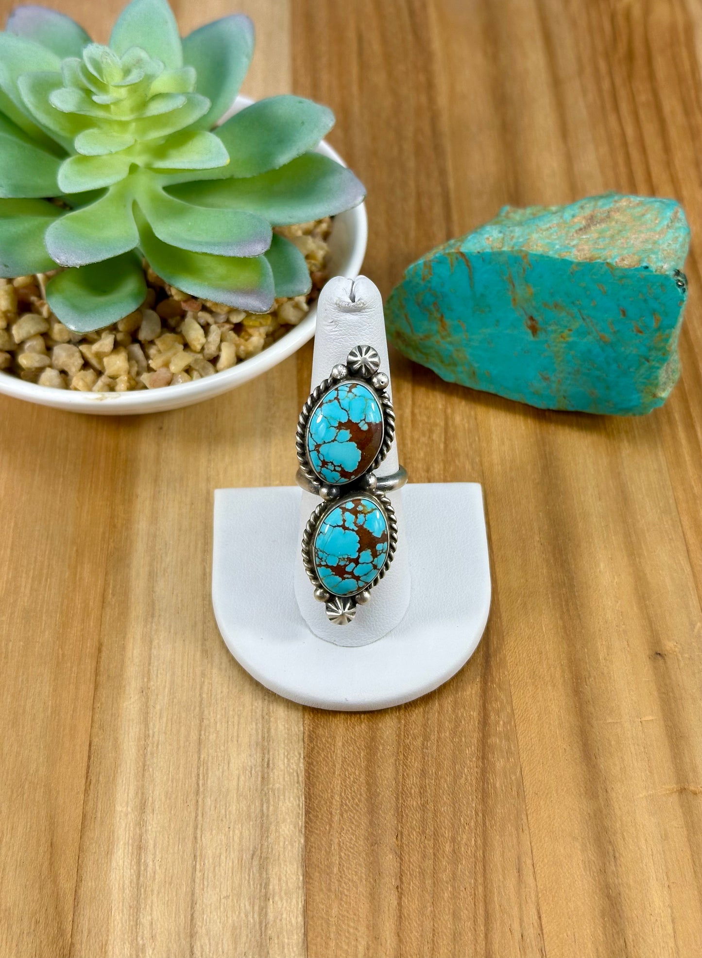 #8 Turquoise 2 Stone Sterling Ring