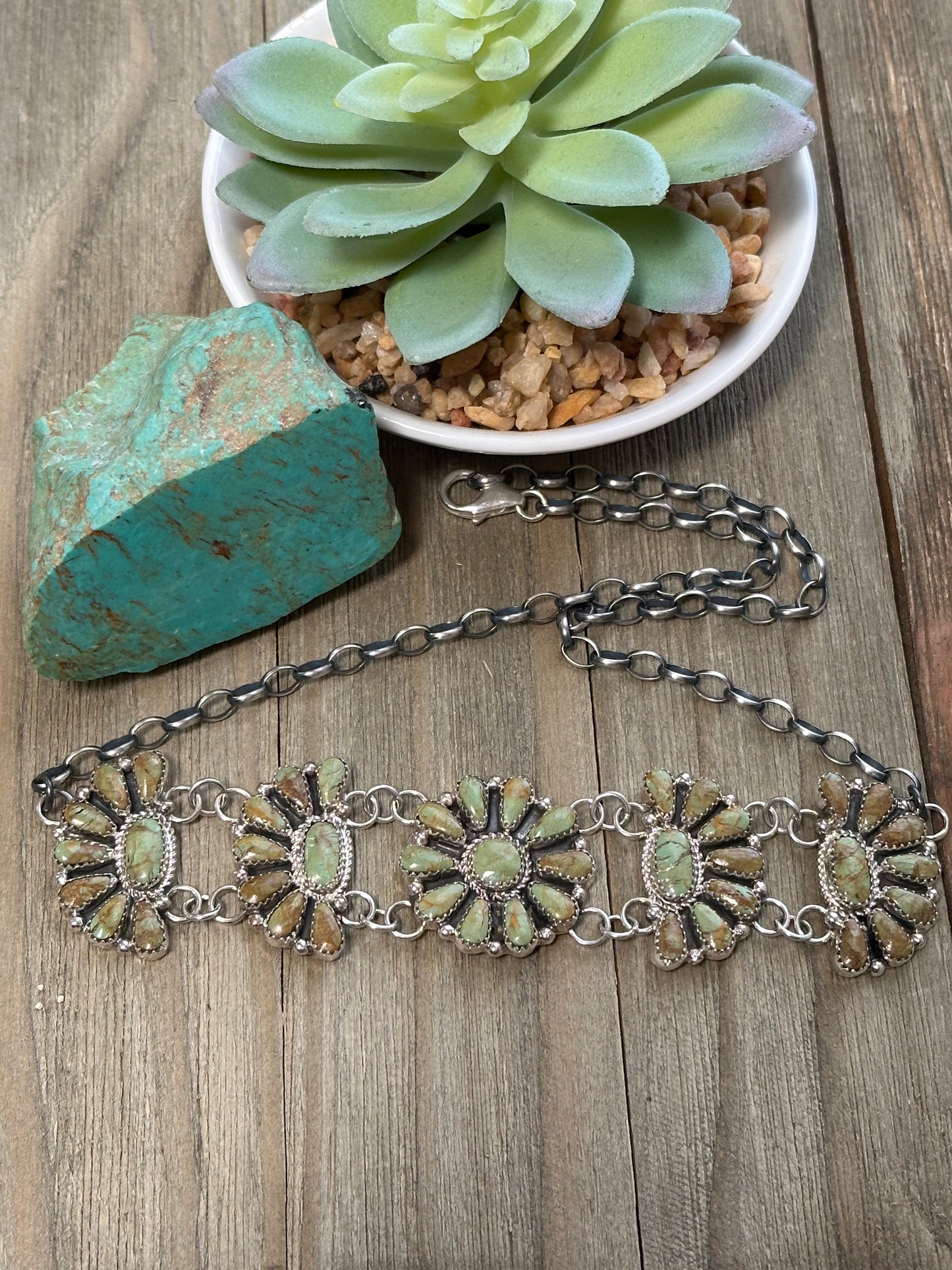 Kingman Cluster Sterling Silver Necklace