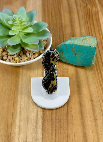 Blackjack 2 Stone Sterling Silver Ring