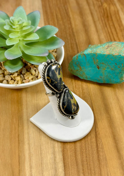 Blackjack 2 Stone Sterling Silver Ring
