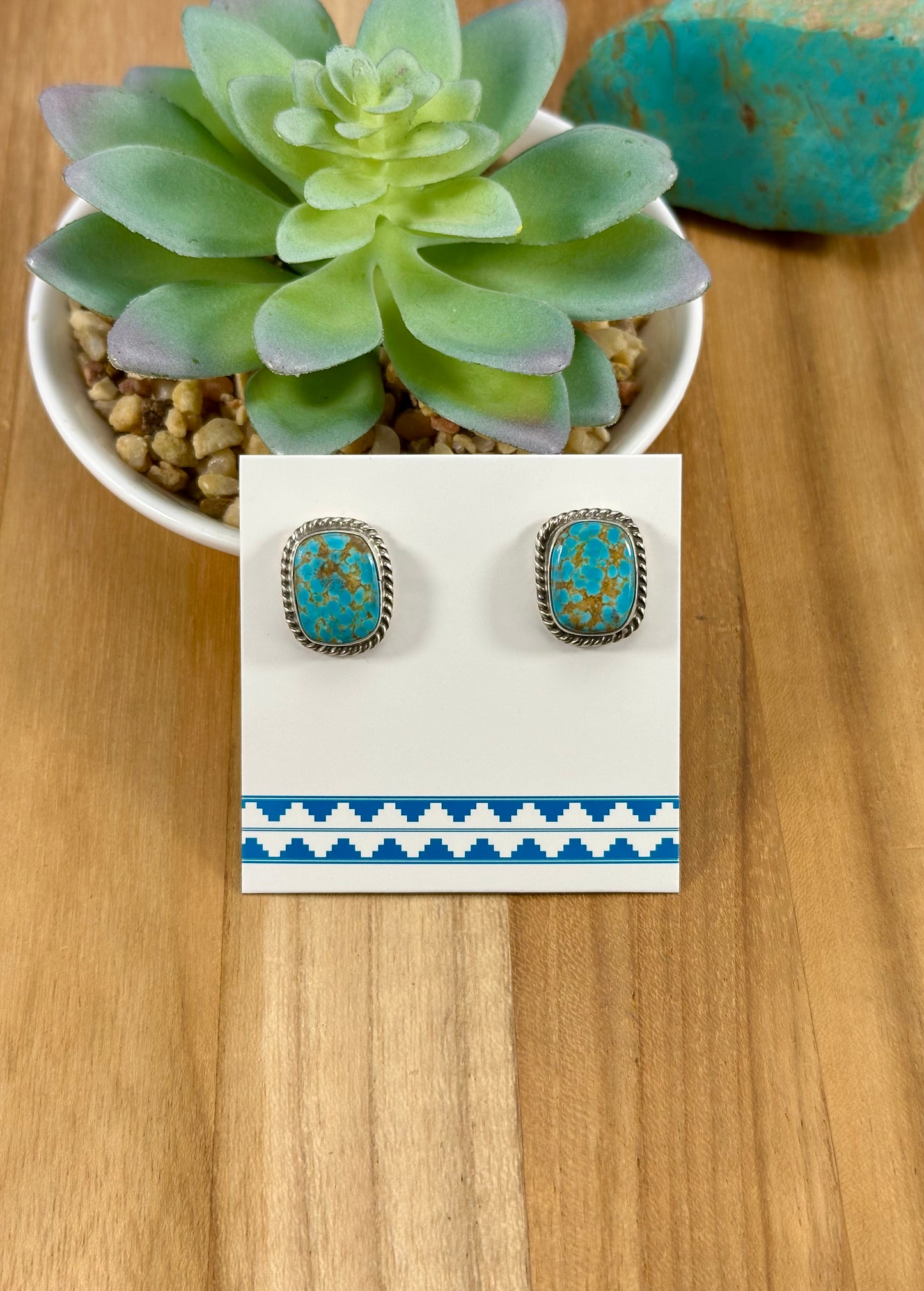 #8 Turquoise Rectangle Stud Earrings