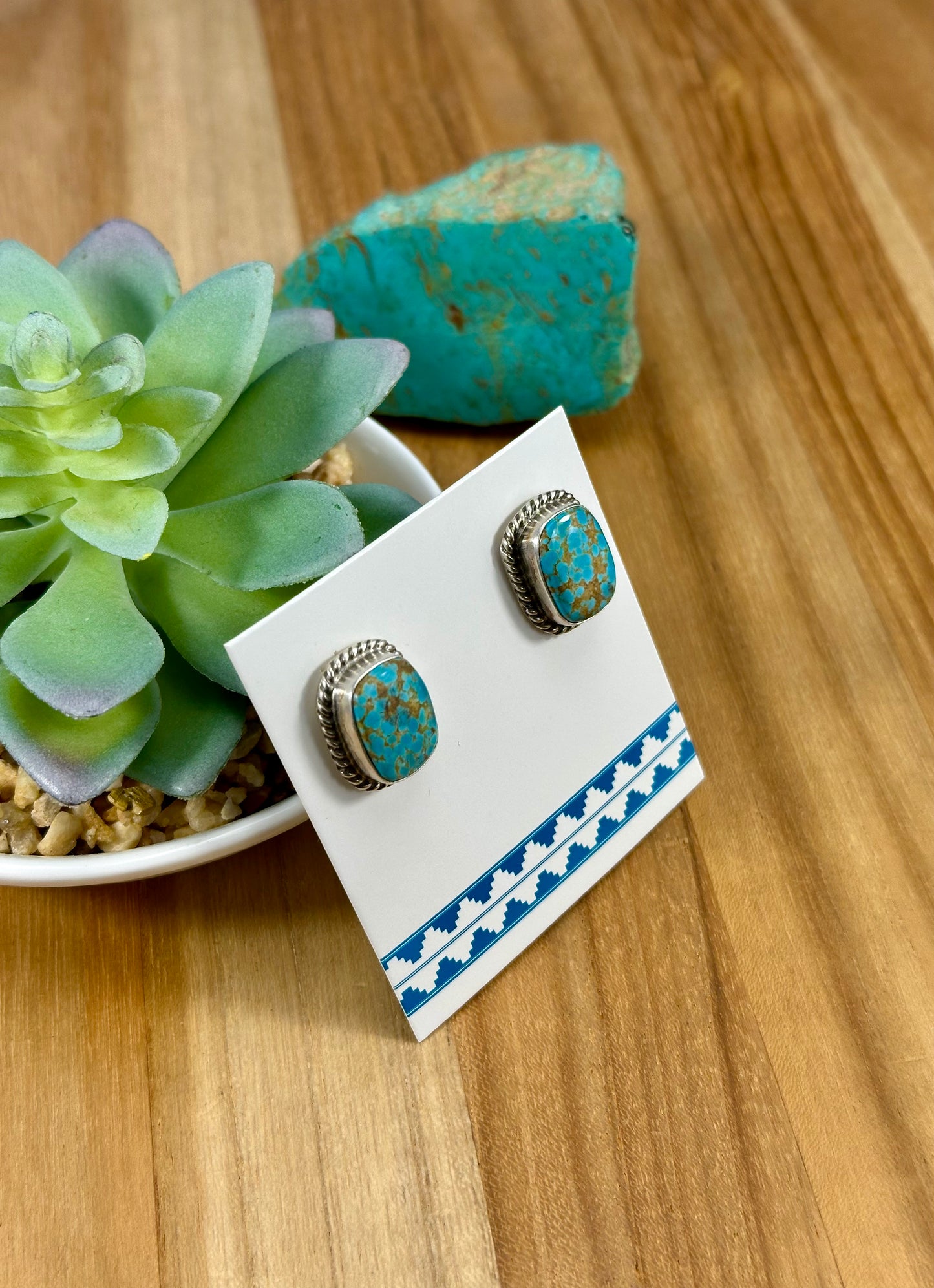 #8 Turquoise Rectangle Stud Earrings