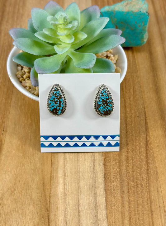 #8 Turquoise Teardrop Stud Earrings