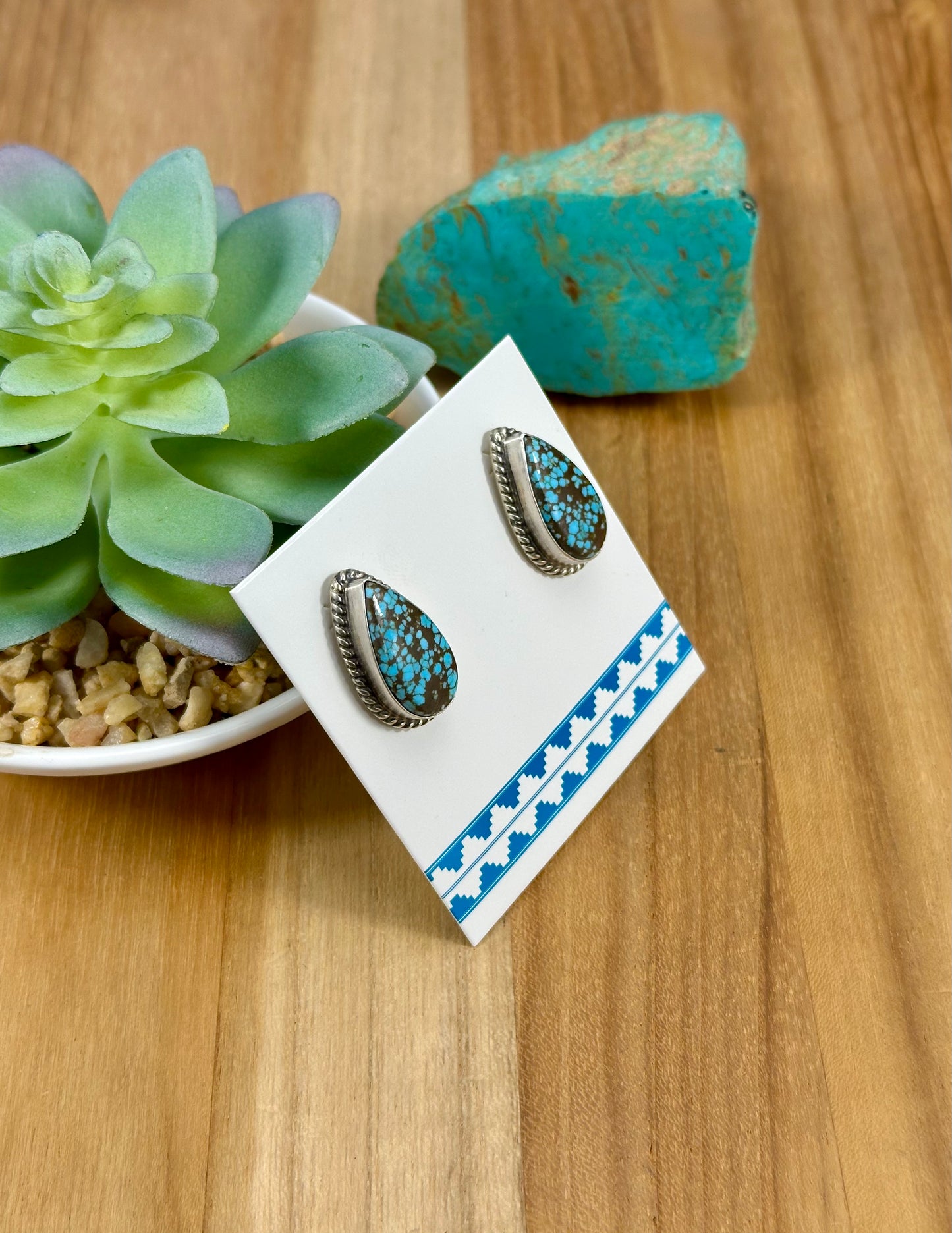 #8 Turquoise Teardrop Stud Earrings