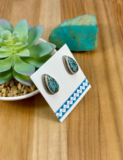 #8 Turquoise Teardrop Stud Earrings