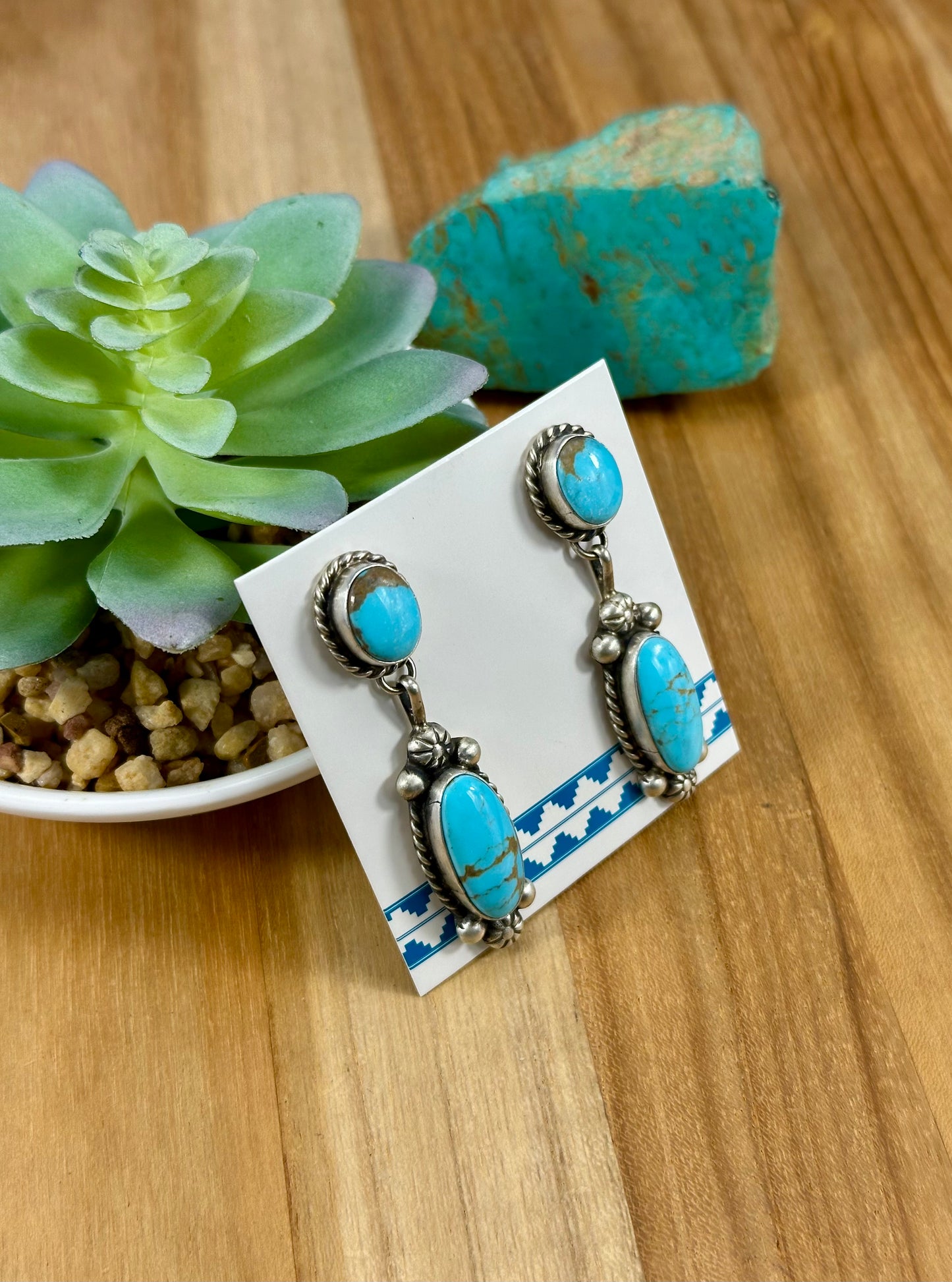 Kingman Turquoise Squash Blossom Necklace Set