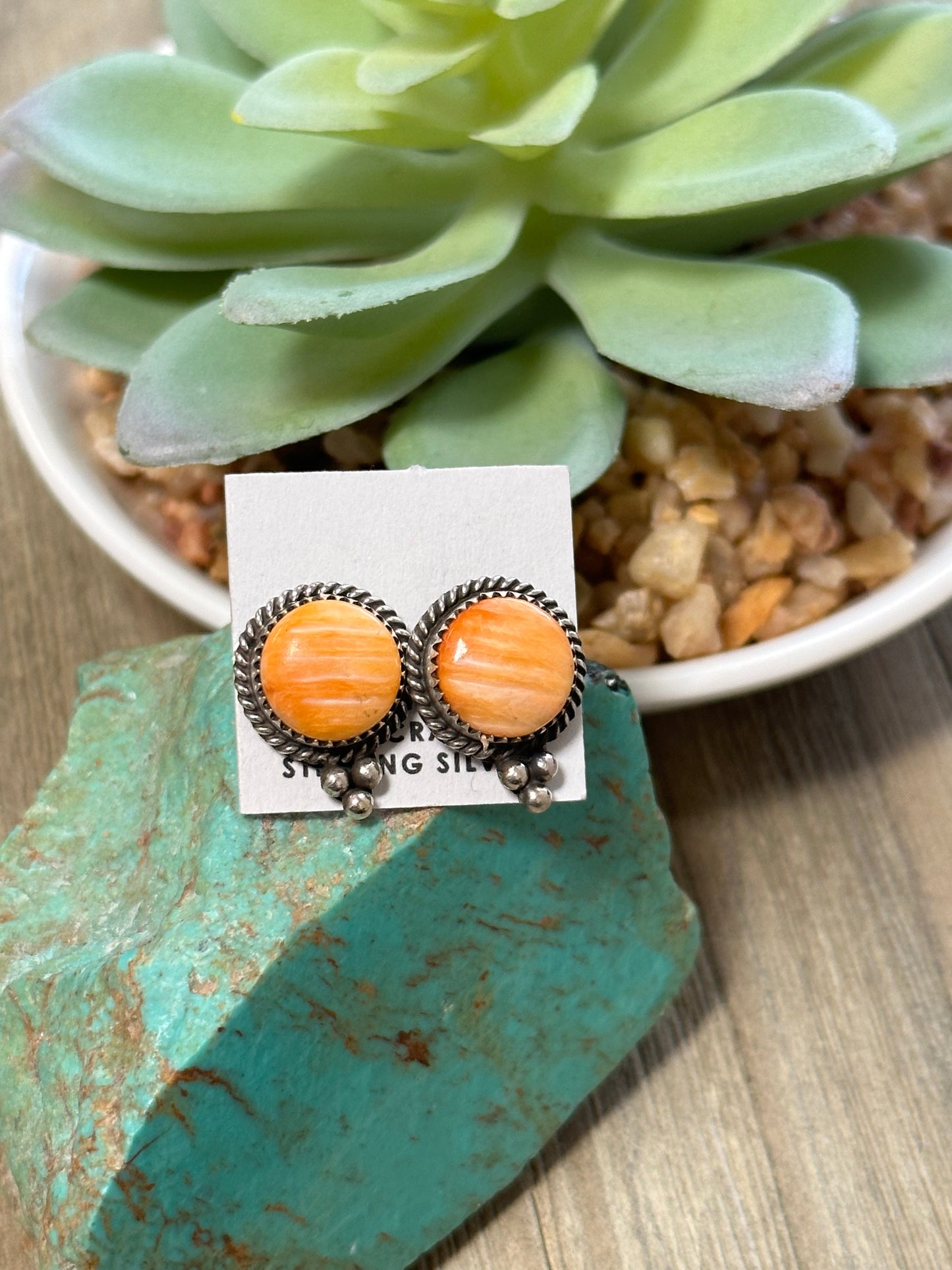 Orange Spiny Stud Earrings
