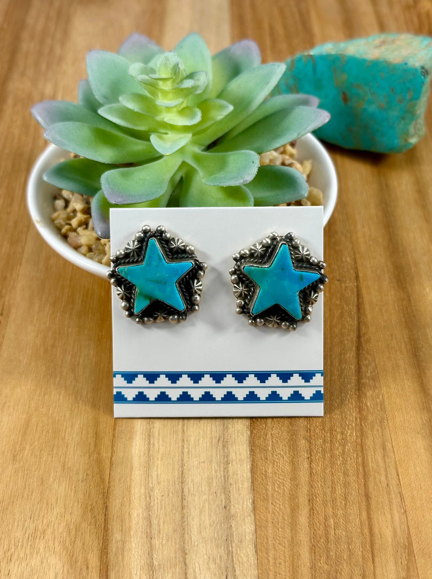 Kingman Turquoise Sterling Star Necklace Set