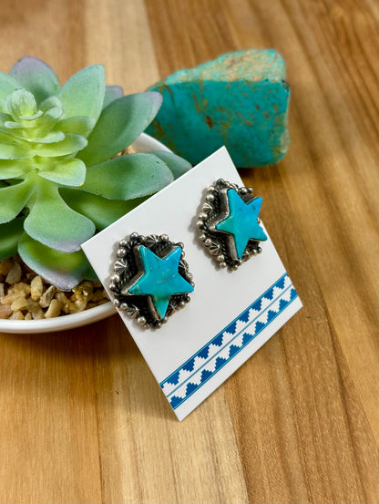 Kingman Turquoise Sterling Star Necklace Set