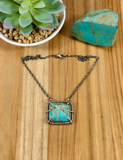 #8 Turquoise Square Waterproof Necklace