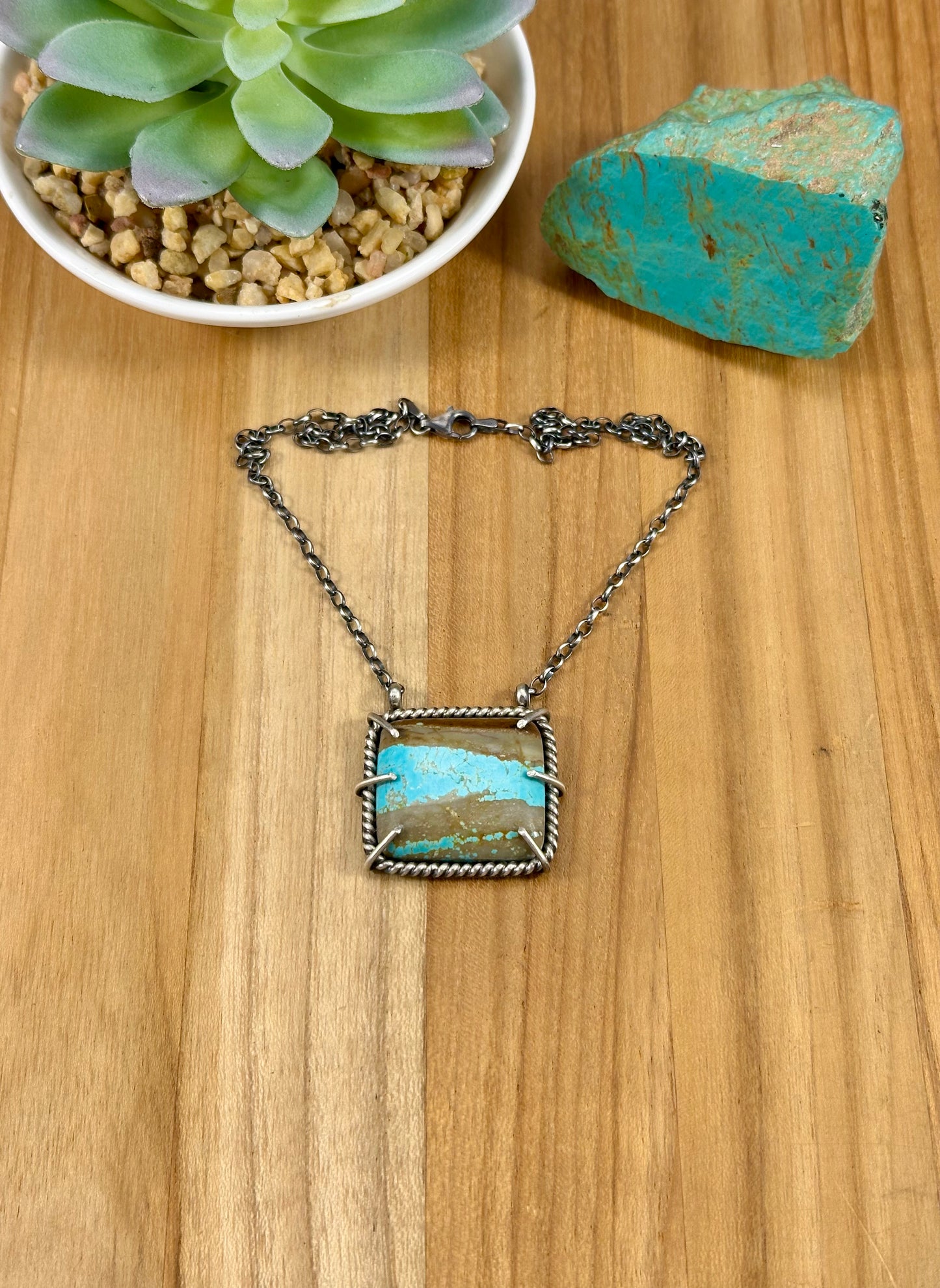 #8 Turquoise Square Waterproof Necklace